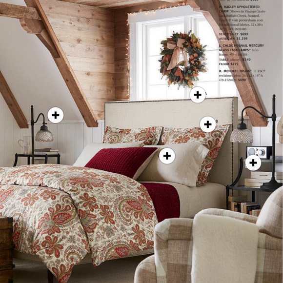 Pottery Barn Other - Pottery Barn Pascale orange, green and Cream Paisley duvet cover & pillow sham